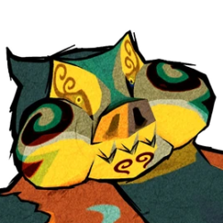 Image affichant la tête de Jay-Harla, le bosse rencontré dans le temple de la terre dans le jeu Wind Waker. Il s'agit d'un énorme fantôme. Il est en réalité composé de plusieurs petits fantômes rassemblés dans un masque.