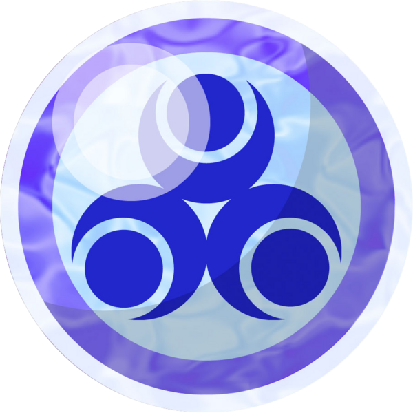 Image de la perle de la déesse Nayru. La perle est ronde et bleu avec le symbole de Nayru: 3 croissant de lune ce faisant do en formation de triangle avec un cercle dans le millieu des croissants de lune.